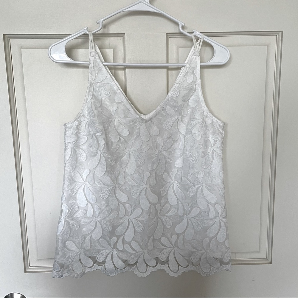 Trina Turk White Floral Lace Tank Size XS